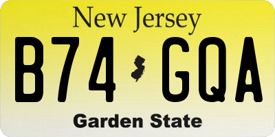 NJ license plate B74GQA