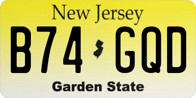 NJ license plate B74GQD
