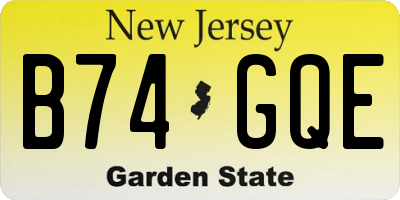 NJ license plate B74GQE