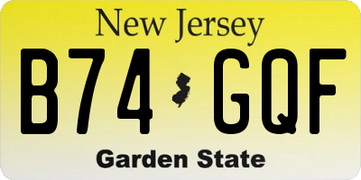 NJ license plate B74GQF