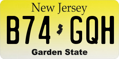 NJ license plate B74GQH