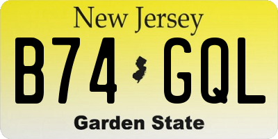 NJ license plate B74GQL