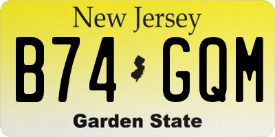 NJ license plate B74GQM