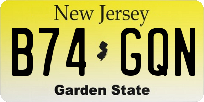 NJ license plate B74GQN