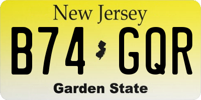 NJ license plate B74GQR