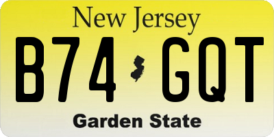 NJ license plate B74GQT