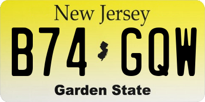 NJ license plate B74GQW