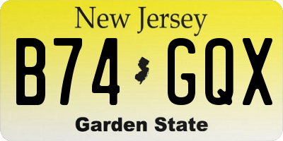 NJ license plate B74GQX