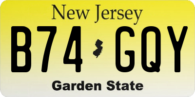 NJ license plate B74GQY