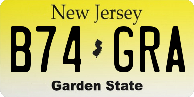 NJ license plate B74GRA