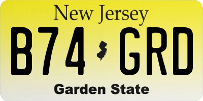 NJ license plate B74GRD