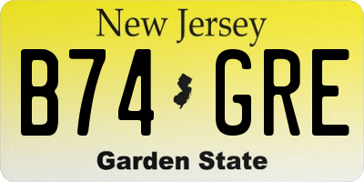 NJ license plate B74GRE