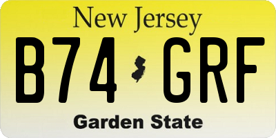 NJ license plate B74GRF