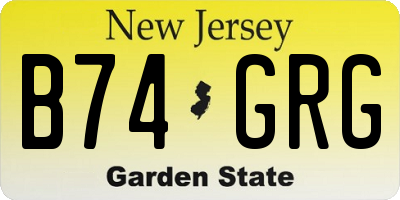 NJ license plate B74GRG