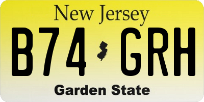 NJ license plate B74GRH