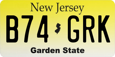 NJ license plate B74GRK