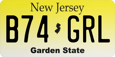 NJ license plate B74GRL