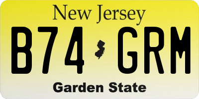 NJ license plate B74GRM