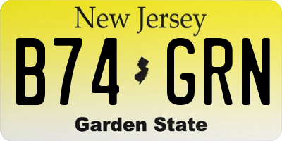 NJ license plate B74GRN