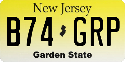NJ license plate B74GRP