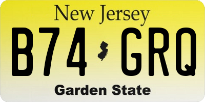 NJ license plate B74GRQ