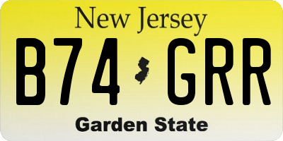 NJ license plate B74GRR