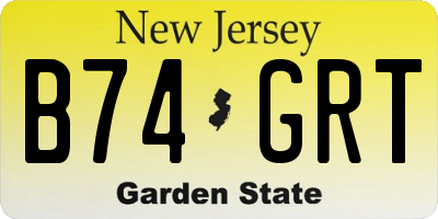 NJ license plate B74GRT