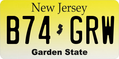 NJ license plate B74GRW