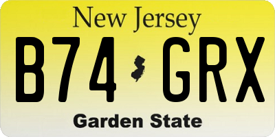NJ license plate B74GRX