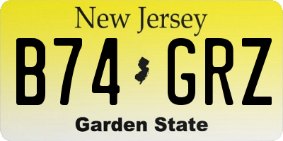 NJ license plate B74GRZ