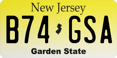 NJ license plate B74GSA