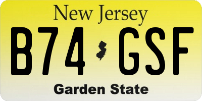 NJ license plate B74GSF