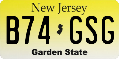 NJ license plate B74GSG