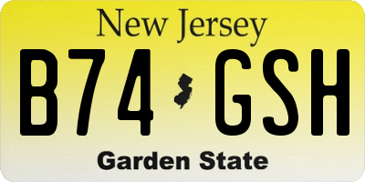 NJ license plate B74GSH