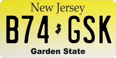 NJ license plate B74GSK