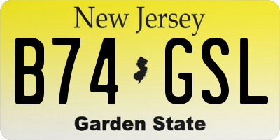 NJ license plate B74GSL