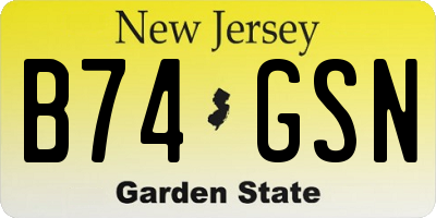 NJ license plate B74GSN