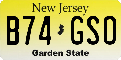 NJ license plate B74GSO