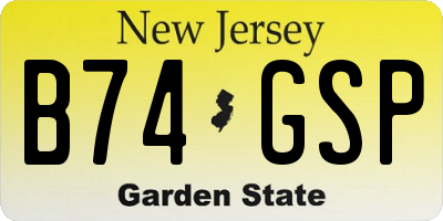 NJ license plate B74GSP