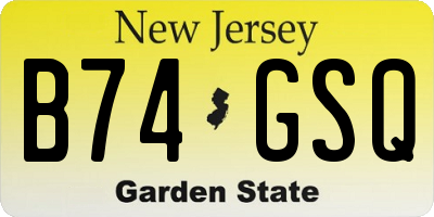 NJ license plate B74GSQ