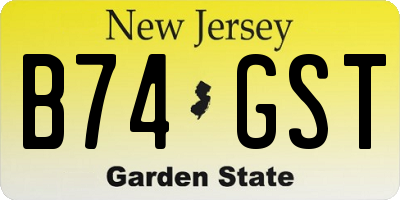NJ license plate B74GST