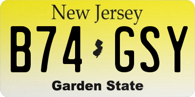 NJ license plate B74GSY