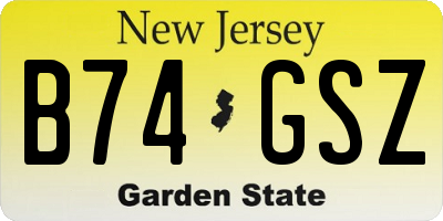 NJ license plate B74GSZ