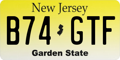 NJ license plate B74GTF