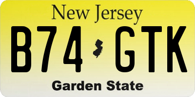 NJ license plate B74GTK