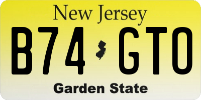 NJ license plate B74GTO