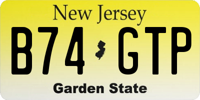 NJ license plate B74GTP
