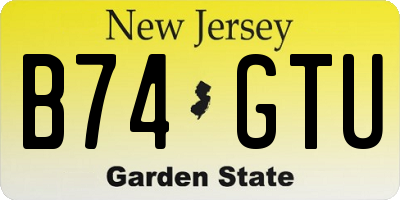 NJ license plate B74GTU