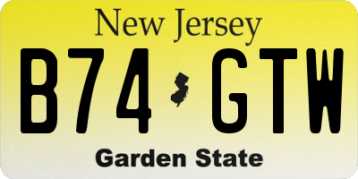 NJ license plate B74GTW