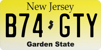 NJ license plate B74GTY